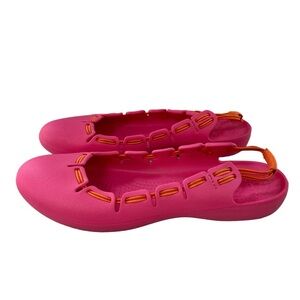 CROCS Pink Orange Bungee Cord Slip On Sandals 9